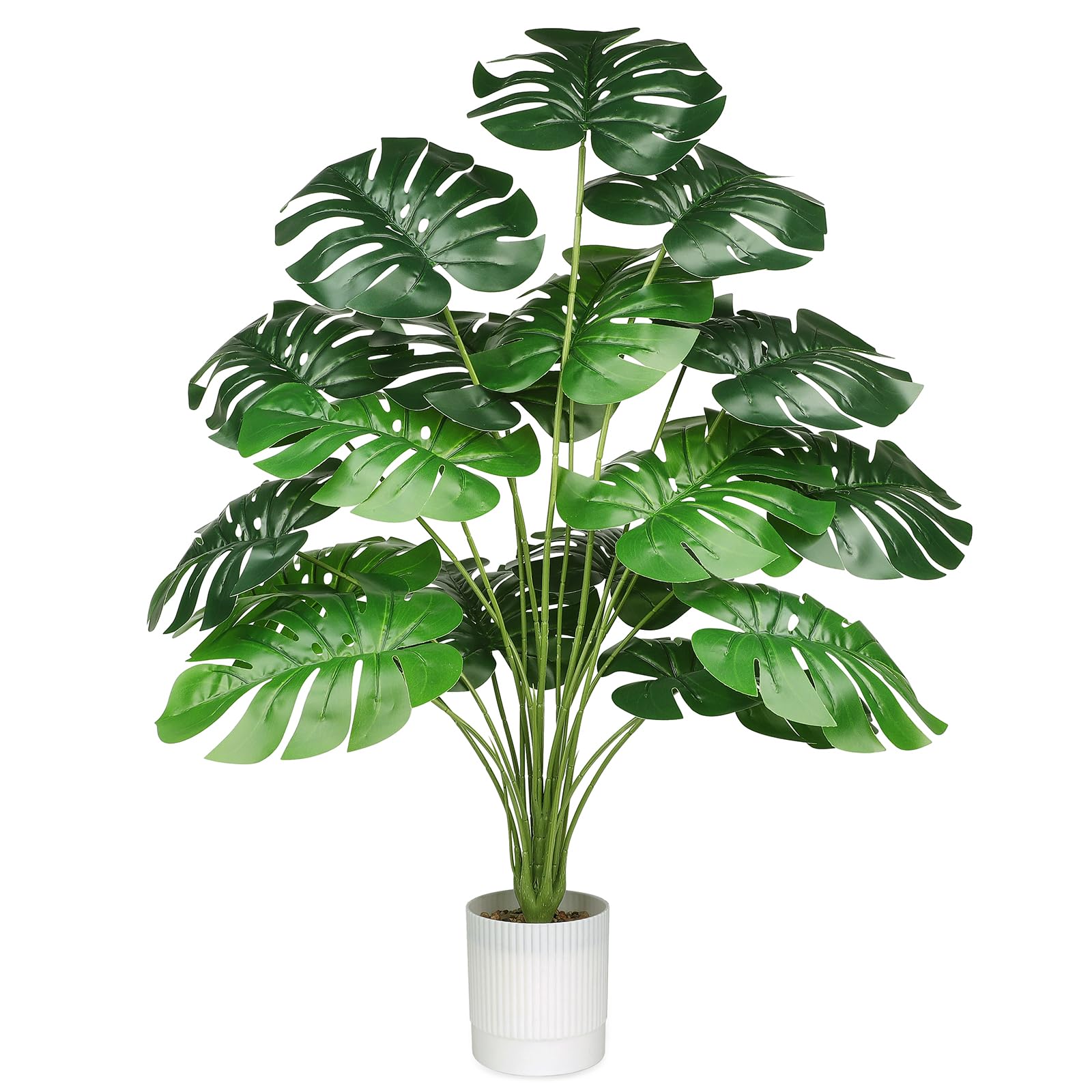 YiYa 75cm Künstliche Pflanzen Künstliche Palme Simulation Grüne Pflanzen Plastik Palme Deko für Innen- und Außenbereich Büro Wohnzimmer Hochzeit Party