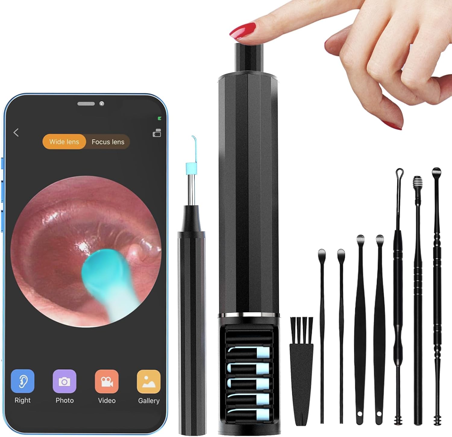Ear Wax Removal Tool Camera, Ear Cleaner with Camera Earwax Removal kit with Camera, Ear Camera 1080P with 6 LED Lights, Compatible with iOS&Android