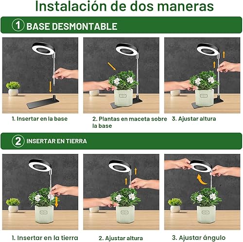 Miniatura 3 de Luz de Crecimiento para Plantas, 48 LEDs de Espectro Completo Luces de Crecimiento para Plantas de Interior, Luz de Crecimiento de Halo Pequeña