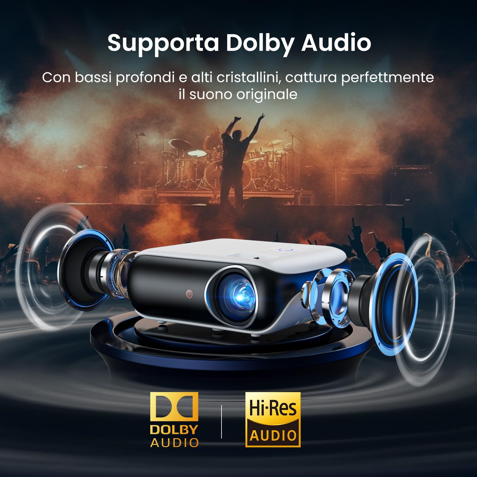【Google TV/Assistente Vocale/Dolby】Proiettore 4K, HAPPRUN 1000 ANSI 1080P Full HD Smart Videoproiettore con Netflix/Disney+ Ufficiale, WiFi6 e Bluetooth 5.2 per Home Cinema Esterno