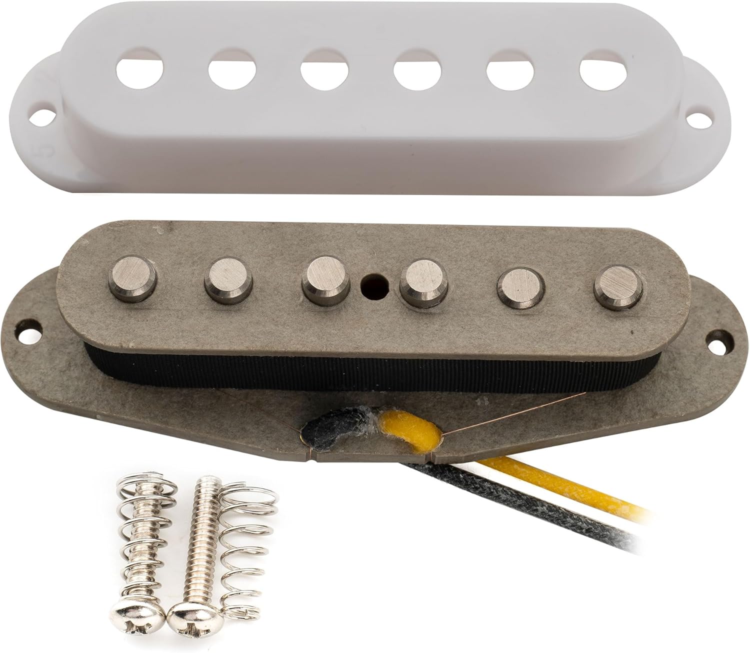 Musiclily Pro ST-FAT50S Staggered Alnico 5 Single Coil Middle Pickup for Strat Style Electric Guitar, White