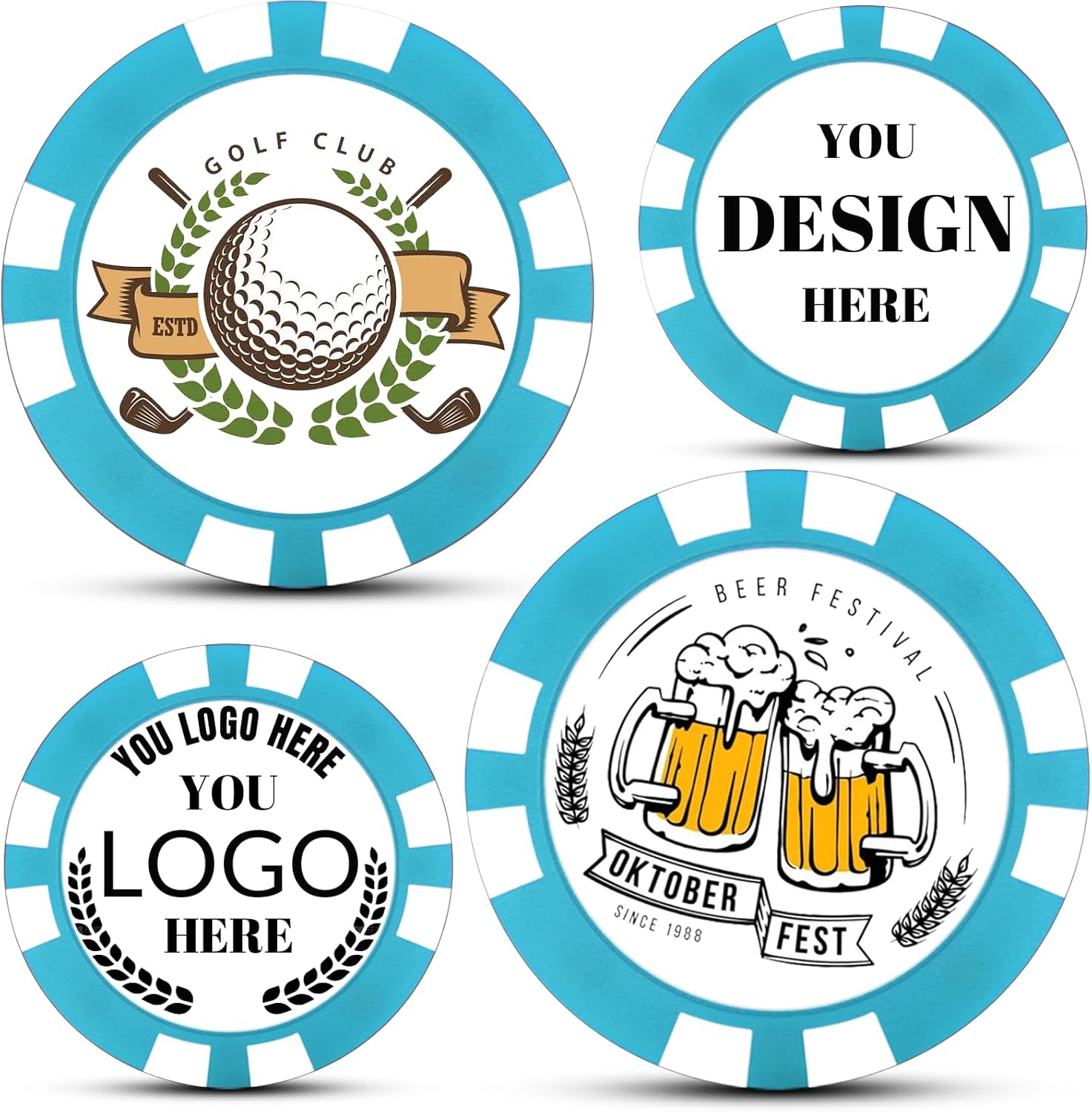 Custom Ceramic Poker Chips Tokens Personalized Design for Casino Nights Home Poker Games Party Golf Gifts Customizable Logo/Text/Image Pack of 5-1000