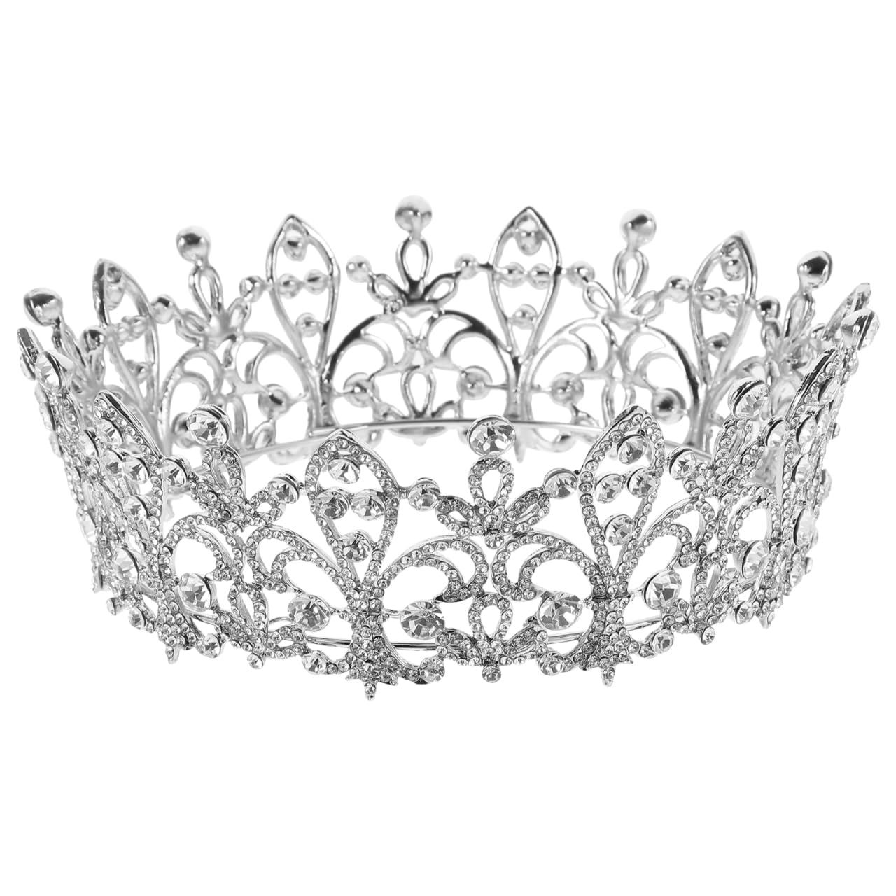 Bridal Rhinestone Crown Tiara Princess Full Round Crystal Crown Wedding Headpiece for Brides