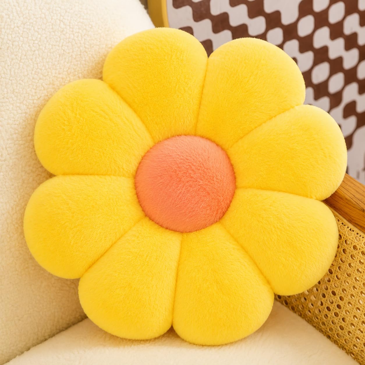 Custom Cute Flowers Plush Pillow Daisy Sofa Cushion Soft Colorful Flowers Plush Toys Home Sofa Decoration Gift (Yellow-Color)-image-49
