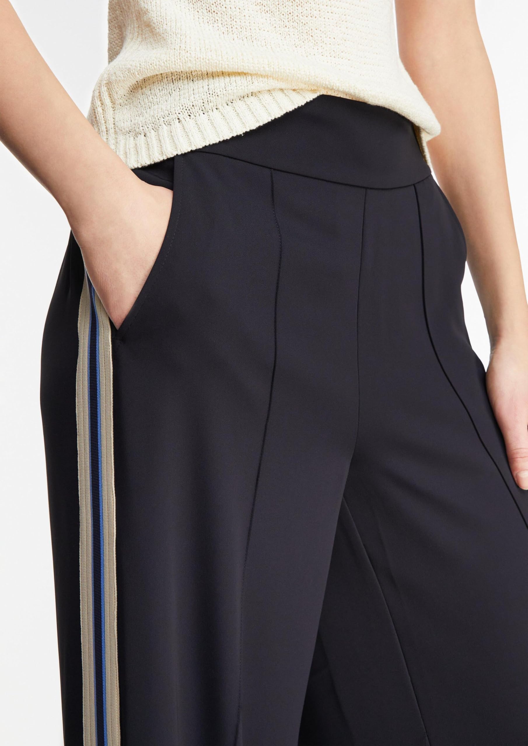 Comma Wide-Leg-Hose mit Seitenstreifen