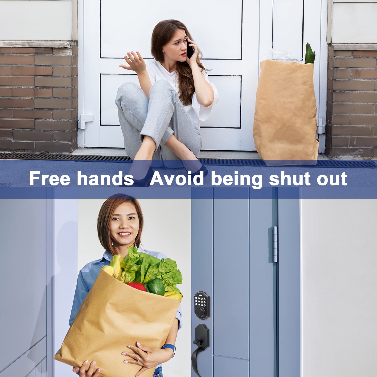 KIAYACI Keyless Front Door Lock Set with Keypad, Black