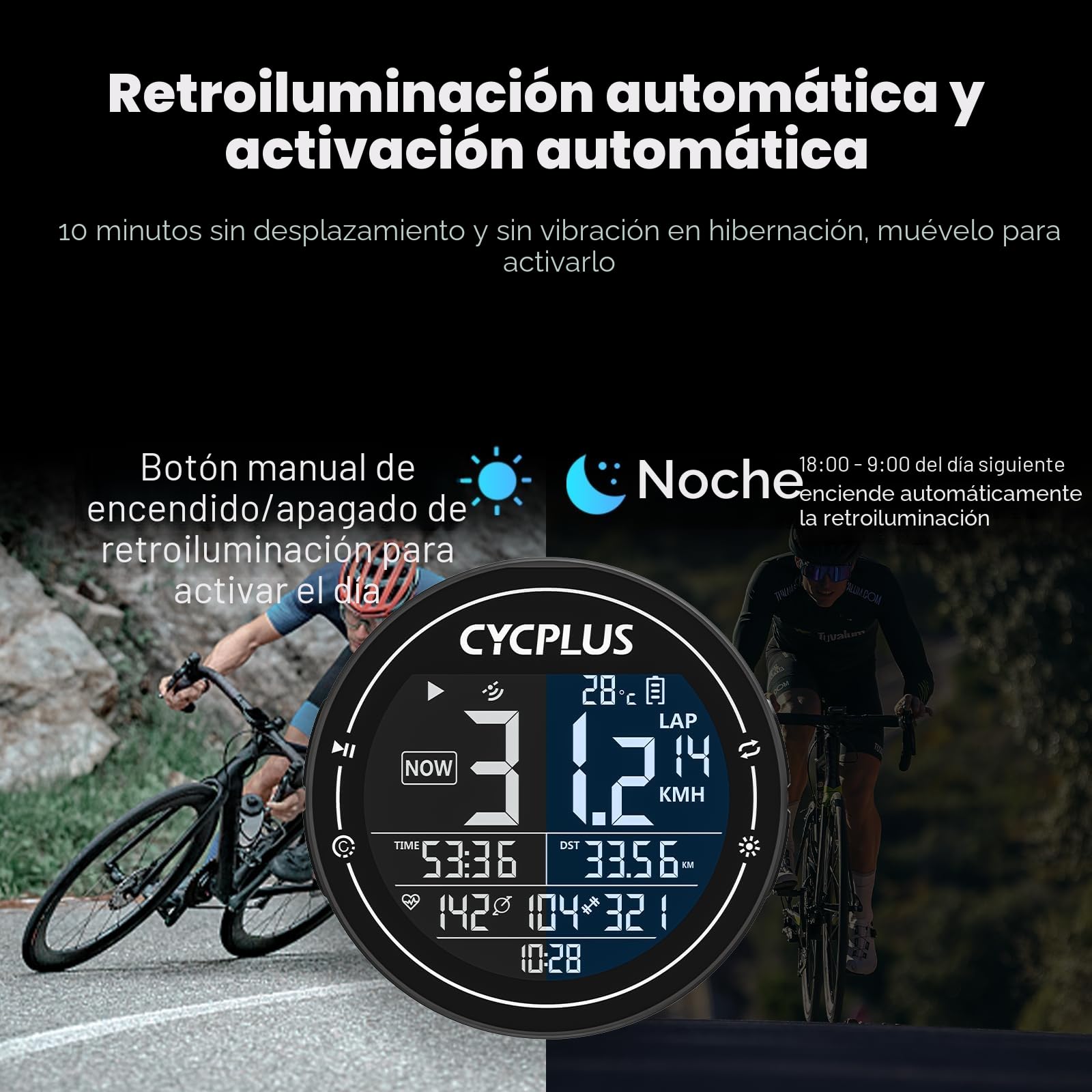 CYCPLUS Ordenador de Bicicleta GPS, Ordenador de Bicicleta inalámbrico, Resistente al Agua, IPX6, velocímetro Ant+, Ordenador de Bicicleta inalámbrico,Bluetooth, Compatible con Strava