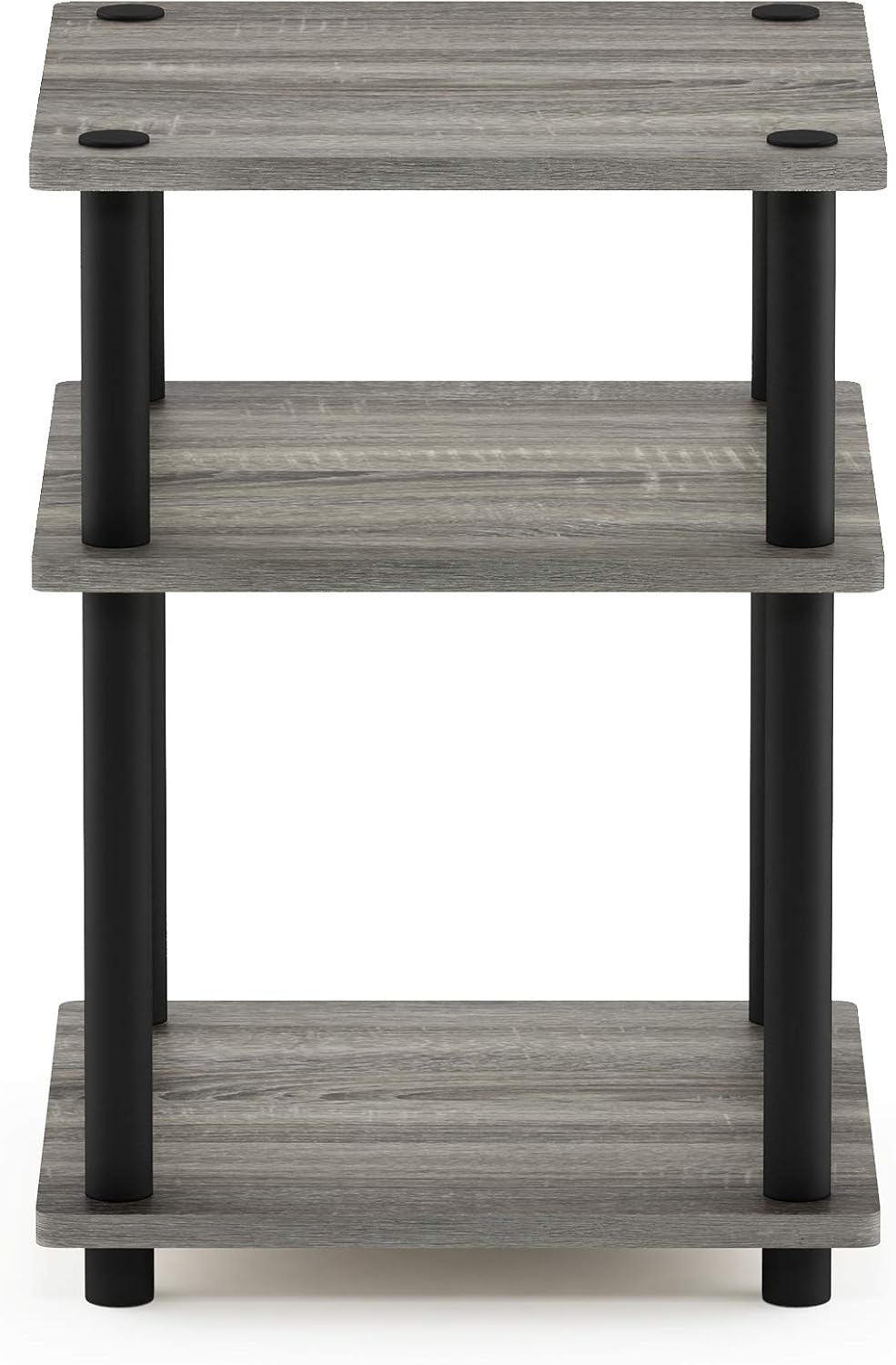 Furinno TURN-N-TUBE Side Table, 3-Tier Square Modern End Table, Open Shelves Nightstand, Night Stand, Bedside Table, Easy Assembly, for Living Room, Bedroom, French Oak