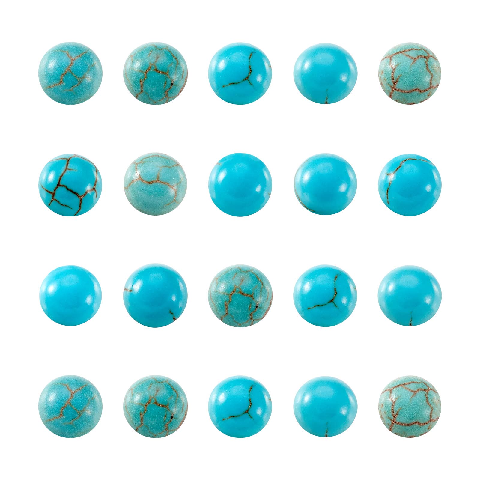 FASHEWELRY 100Pcs Natural Turquoise Cabochons Flat Back Gemstone Cabochons 6mm Half Round Stone Dome Covers for Jewelry Making
