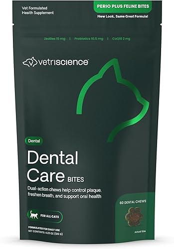 VETRISCIENCE Perio Plus Crunchy Dientes de limpieza para Gatos Aliento fresco y encías Control de placa Recomendado por veterinarios