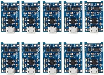 10PCS TP4056 Charging Module, Type C USB 5V 1A 18650 Lithium Battery Charger Module Dual Protection Functions Charging Board