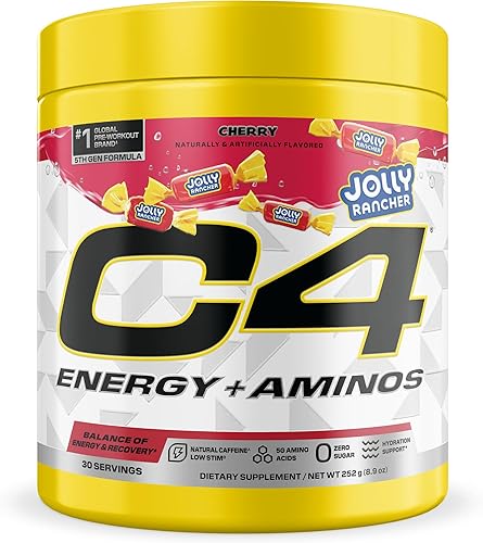 Cellucor C4 Energía + Polvo de Aminoácidos | Jolly Rancher Cereza | 5g de BCAAs y EAAs para la Recuperación Muscular, 3 Electrolitos para la