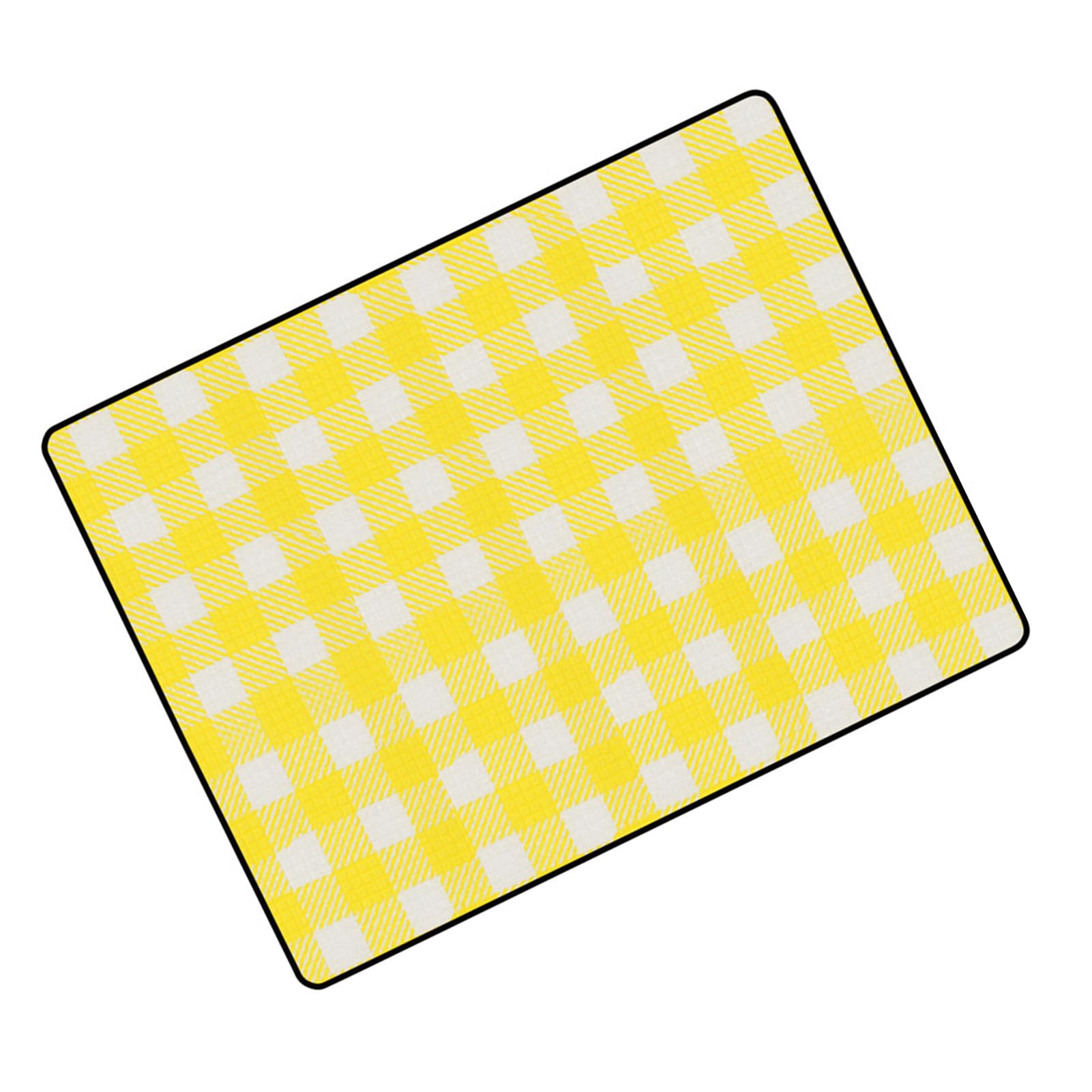 Esterilla de Picnic Impermeable con Estampado de cuadrículas Amarillas, Manta Gruesa para Acampar al Aire, Esterilla Plegable e aislada para picnics y acampadas en la Playa,