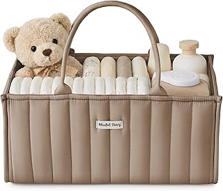 Blissful Diary Baby Diaper Caddy Organizer, Nursery Storage, Mocha Brown