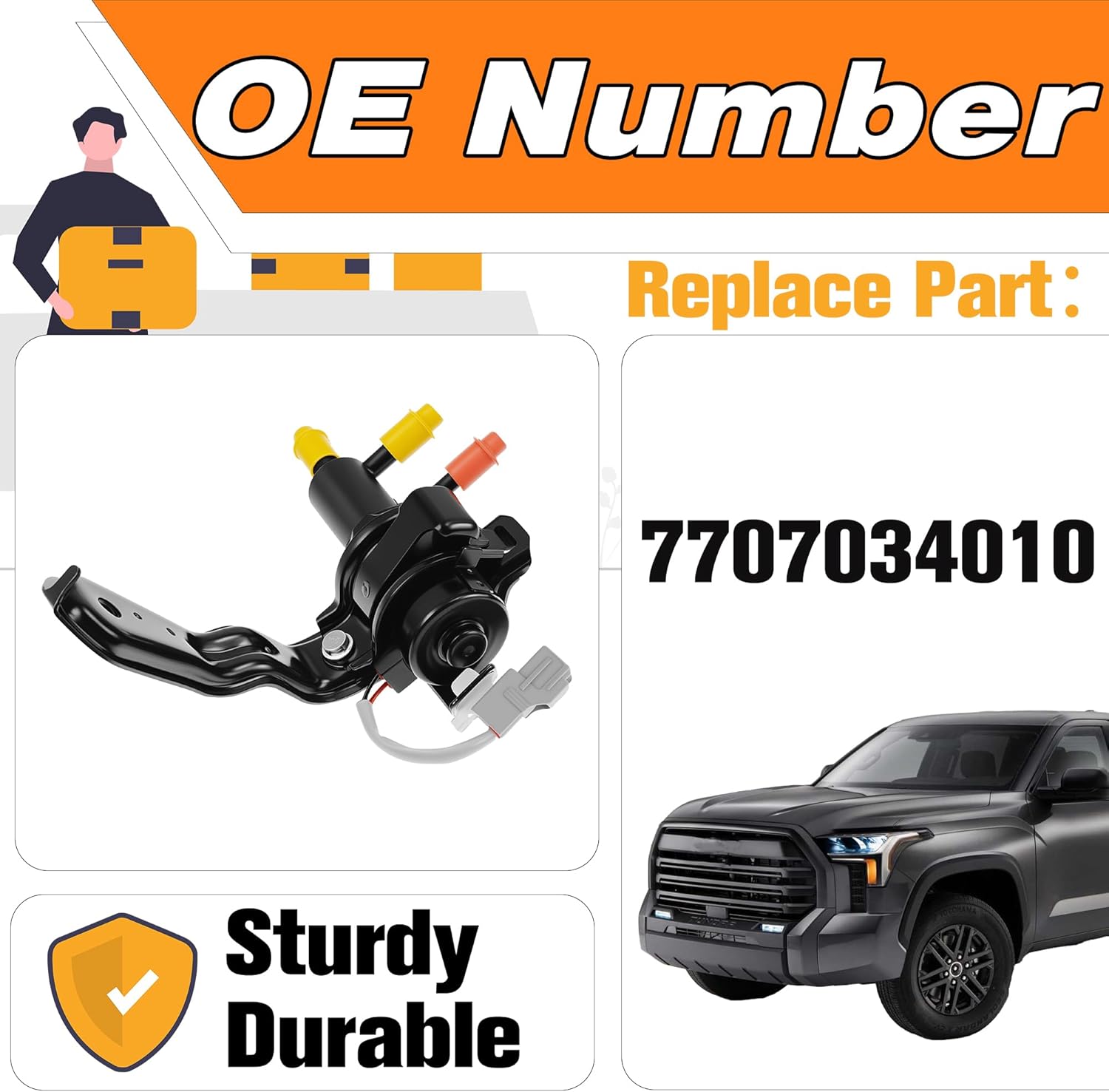 7707034010 Fuel Tank Selector Valve Assembly Compatible with Toyota Tundra 2008-2020/Sequoia 2008-2018, with Hose & Fuel Reservoir Solenoid, Replaces OE 77070-34010