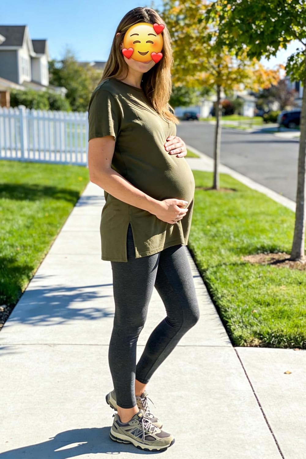 Women's Maternity Shirts Short Sleeve Split Hem Pregnancy Tops Clothes - Image 4