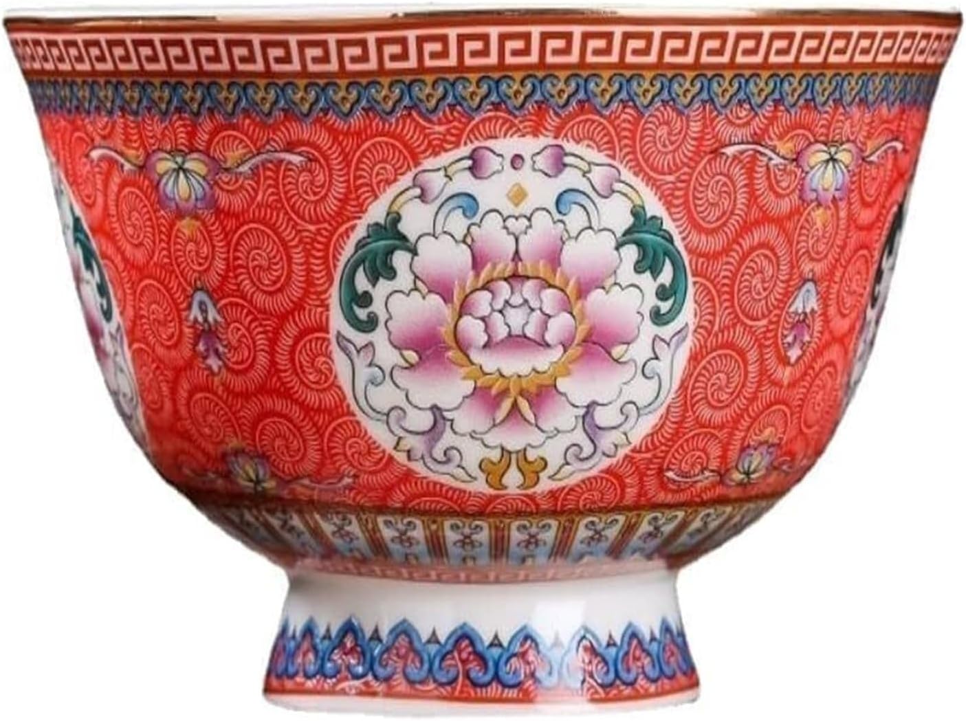 Retro Ceramic Bowls，Soup Bowl 15.6cm 6.14in Rice Bowl bone China high bowl new tableware eat rice bowl palace enamel color