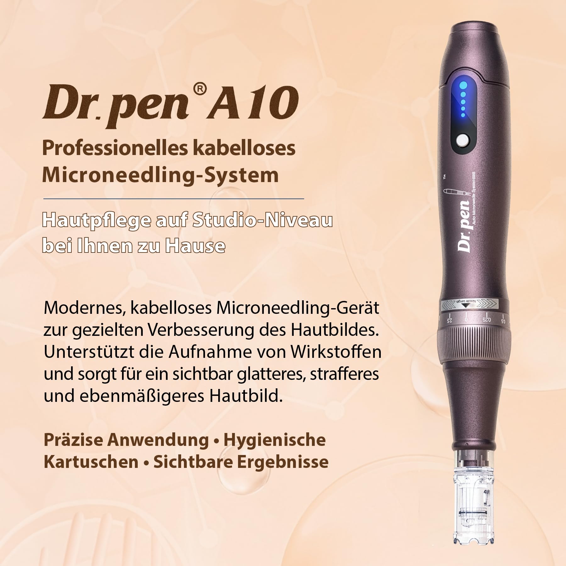 P-Beauty -Ultima A10 Microneedling Gerät, Derma Pen kabellos, USB-C, 5 Stufen, 0-2,5mm, inkl. 2 Kartuschen Anti Aging, Anti Falten, Gesichtspflege, Hautpflege für Hautbild & Poren