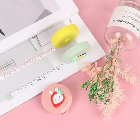 3 Pack Mini Soft Measuring Tape, Mini Retractable Measuring Tape for Body Flexible Tape Measure for Tailor Sewing Craft Cutting Ruler Tools Height Waist Weight Loss Measure Tape 60Inch