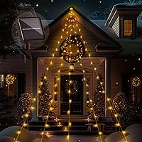 Vista 1 de Tira de luces solares de gran tamaño de 16.5 pies para exteriores, 8 modos de iluminación, luces solares para árbol de Navidad, luces solares