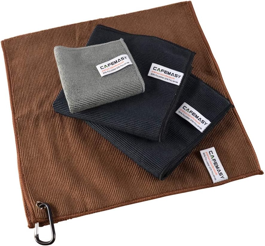 CAFEMASY Barista Microfibre Towel Set Quick Drying 4 Pieces Micro Cleaning Cloth with Hooks for Cleaning Steam Rod and Espresso Machine