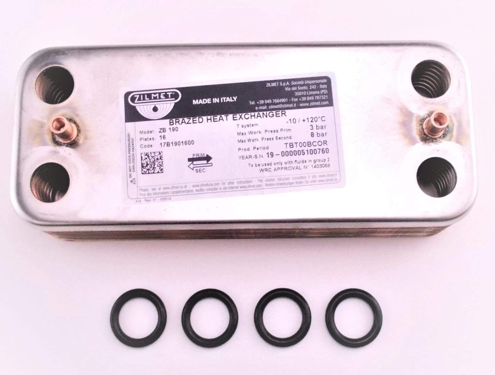 Hts Heat Exchanger Compatible With Biasi Parva M90.28s - M96.28sm - M96.32sm& Grada He Plus M110.32sm & M110b.32sm Dhw Heat Exchanger Bi1001102