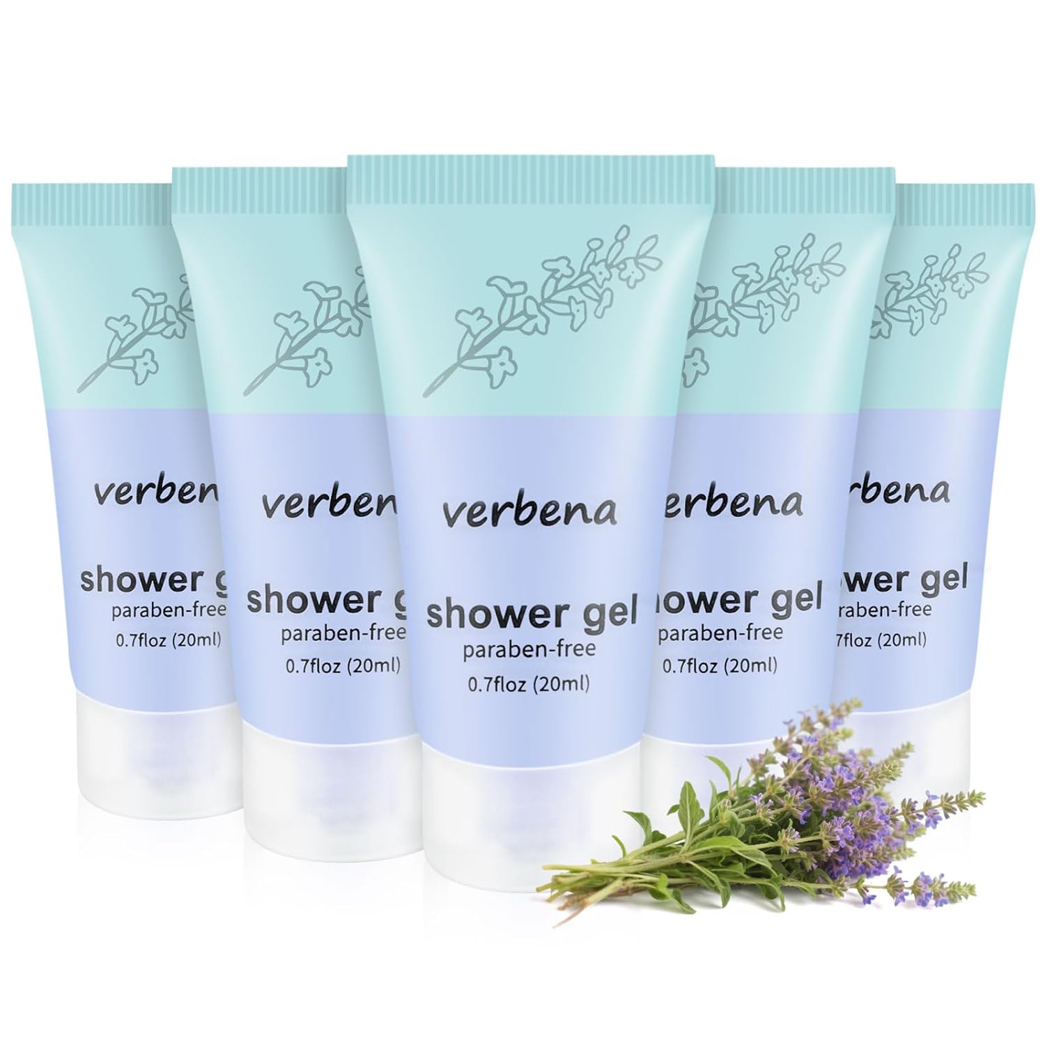 Travel Size Body Wash Bulk,Verbena Scent,0.7 fl oz (20ml) Small Size Mini body wash,Hotel Supplies Bulk for Guests Airbnbs Homes Resorts Offices and Gyms (pack of 100)