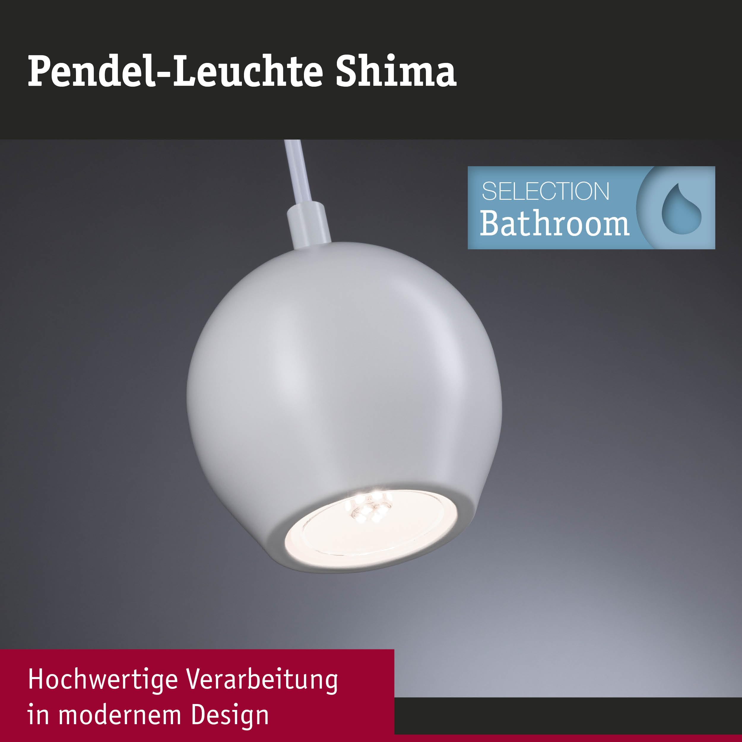 Paulmann 76993 Lampada a sospensione LED Shima IP44 GU10 max. 10W Bianco illuminazione da bagno - lampada senza lampadina