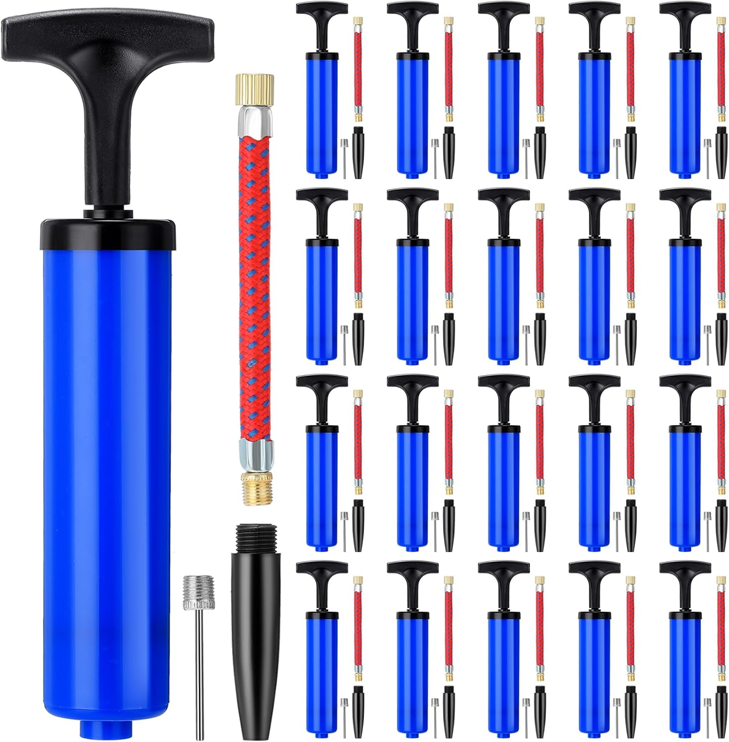 Jerify 8 Inch Ball Pump Kit Portable Sports Ball Air Pump for Soccer with Needle Extension Hose Inflator for Football Basketball Volleyball Balloon Rugby Netball Operation Xmas Child