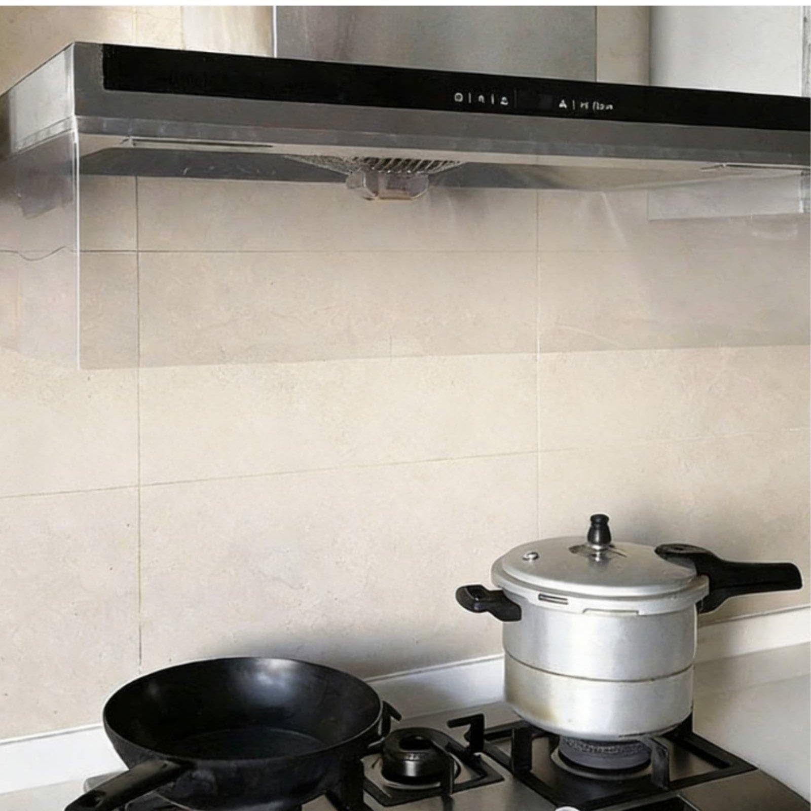 Kitchen Hood Oil Fume Curtain High Temperature Resistant Range Hood Fume Guard Easy Installation Transparent Cooktop Smoke Barrier for Frying 2m*20cm Taller-image-3