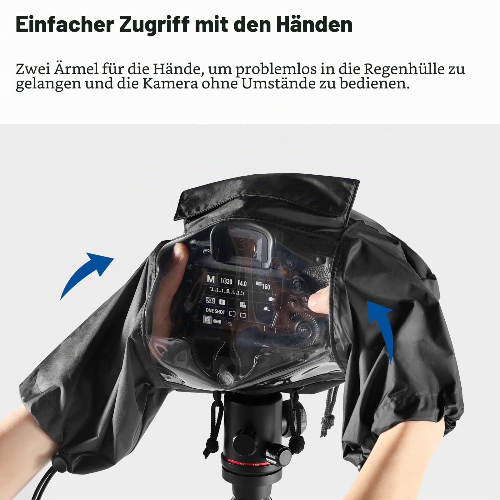 NEEWER Kamera-Regenschutz, großes Haltbar Nylon Regenmantel, kompatibel mit Canon Sony Nikon DSLR spiegellose Vlog Kamera & Objektive 300/400/500/600/800mm, mit Ärmeln/Zugbändern/Sichtfenster, PB004