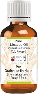 Greenwood Essential Pure Linseed Oil (Linum usitatissimum) 100% Natural Therapeutic Grade Cold Pressed for Personal Care 1...