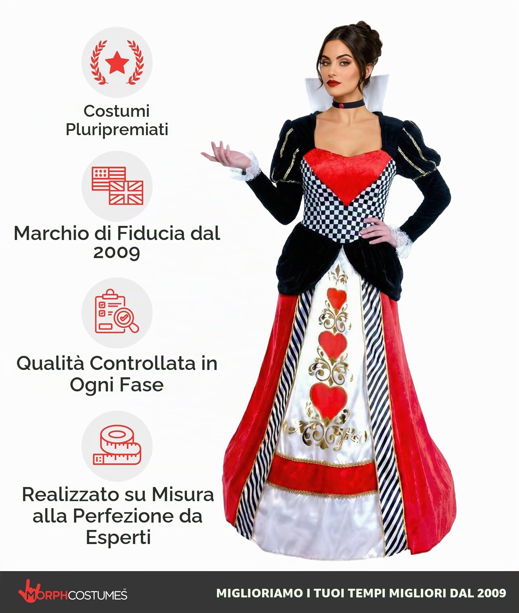 Fun Shack Costume Regina Di Cuori Donna - Abito Carnevale, Vestito per Halloween, Compleanni e Party, Alice nel Paese delle Meraviglie Donna
