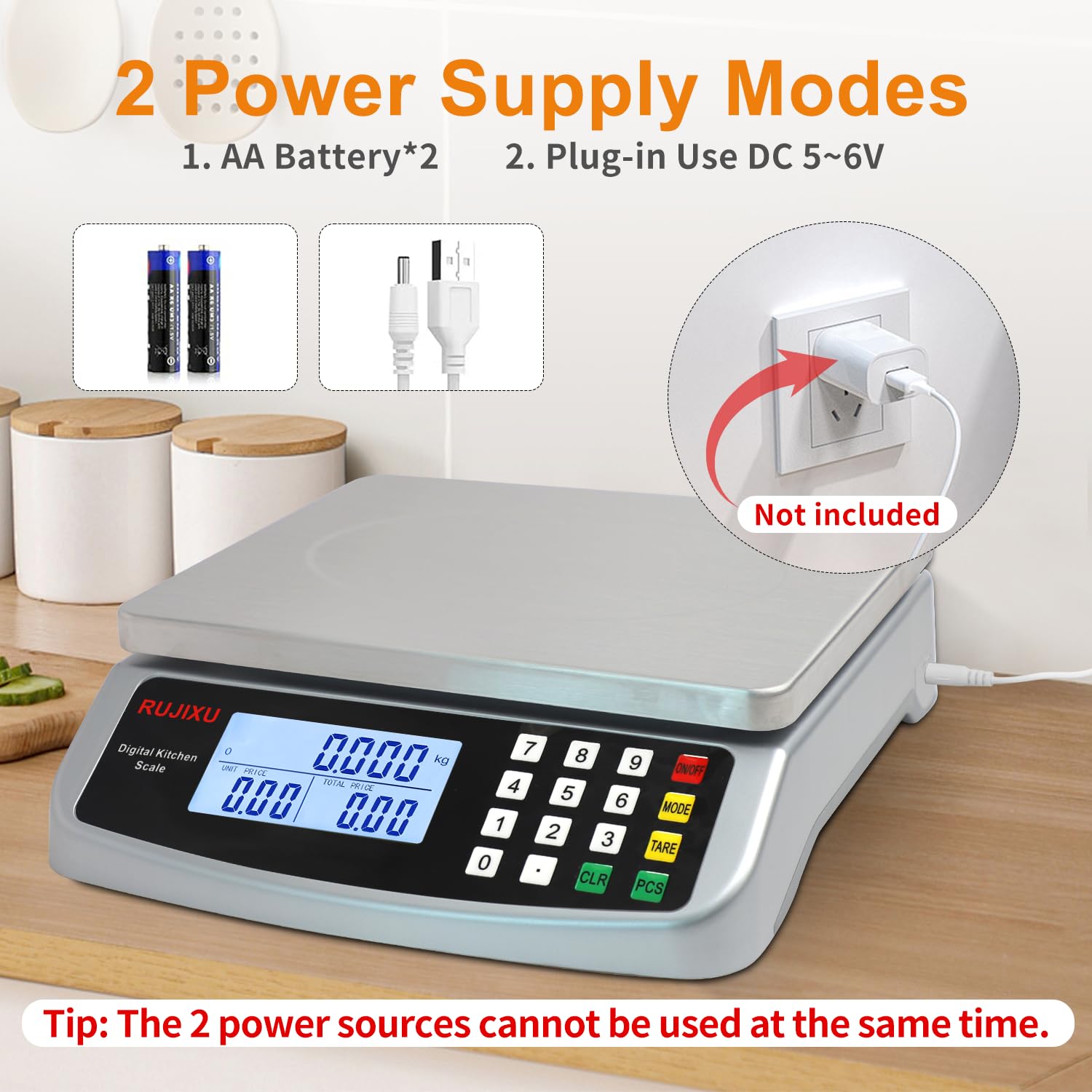 Báscula digital grande de cocina de 88 lb/40 kg, escala de 0.05 oz/1 g con escala comercial de cálculo de precios, báscula de gramos de acero inoxidable 304 para hornear, cocinar carne, restaurante