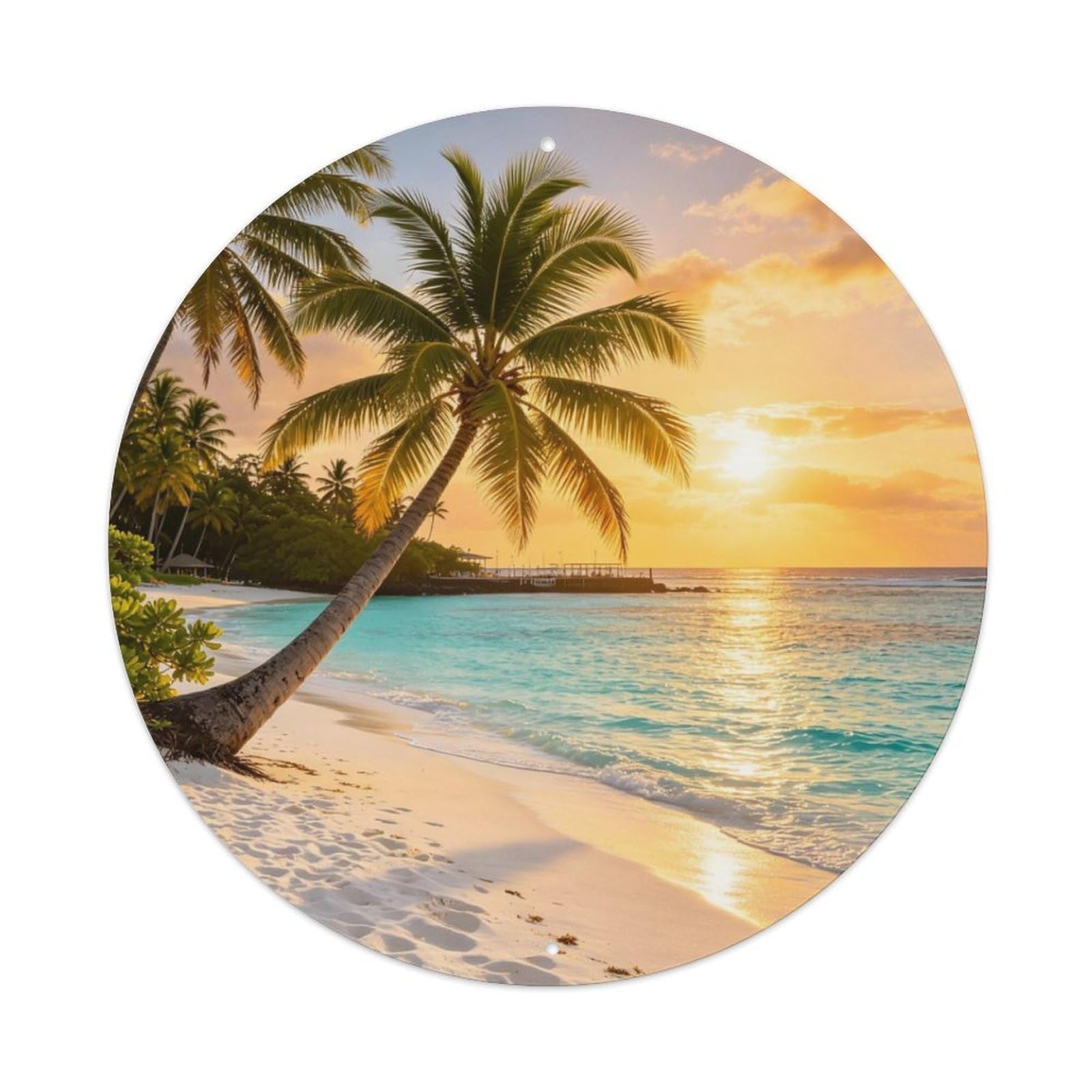 Hawaiian Palm Paradise Metal Tin Sign Plaque