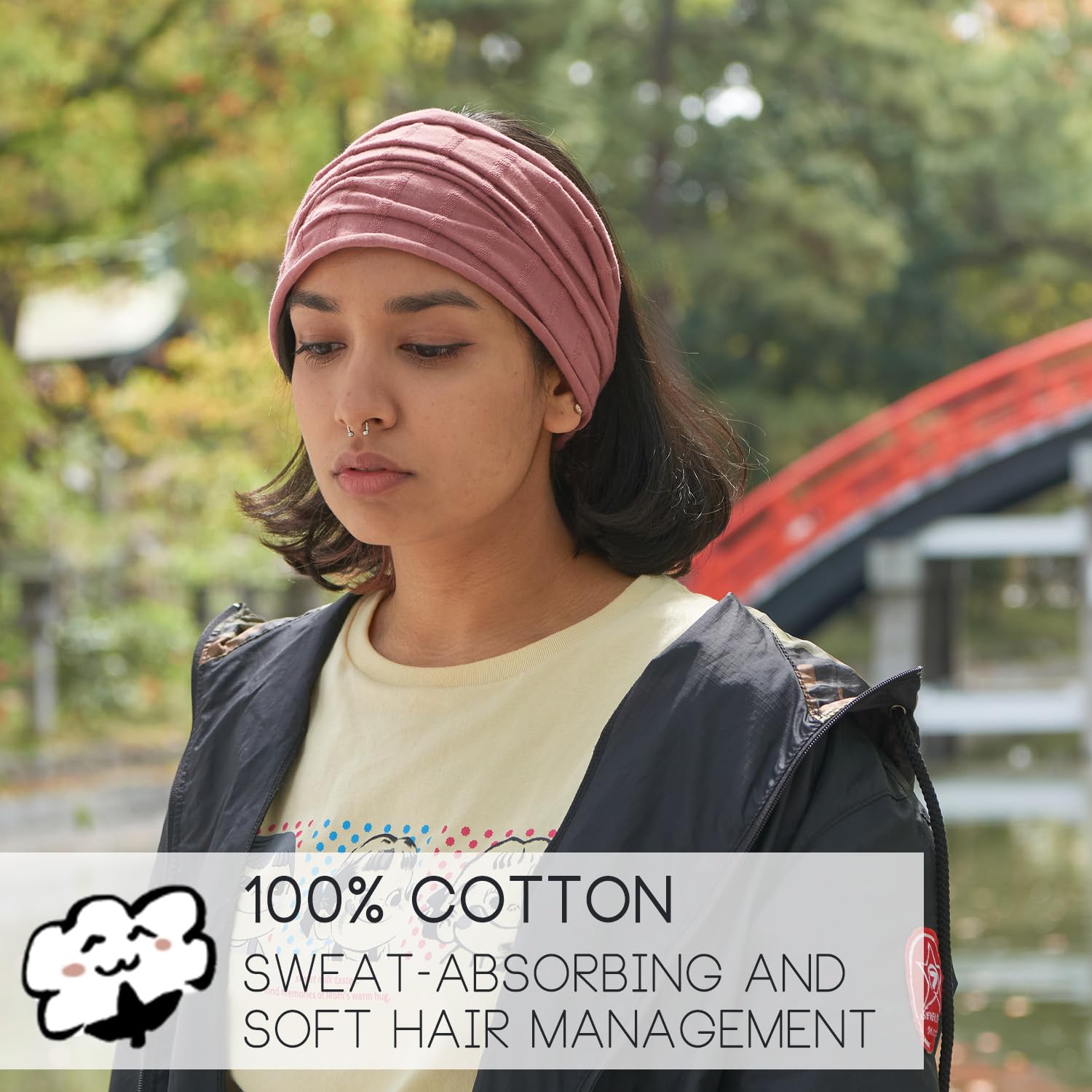 Bandana Headband for Men & Women, 100% Cotton, Non-Slip, Moisture Absorbing Sweat Band for Sports and Daily Styling