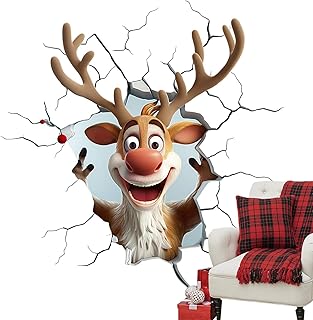 Christmas Wall Stickers - Christmas Window Decals, 3D Visual Design Art Clings Chris-tmas, Decorations Double Side Reusable for Door Room Home Party Shop Bathroom Kitchen Bedroom Thanksgiving