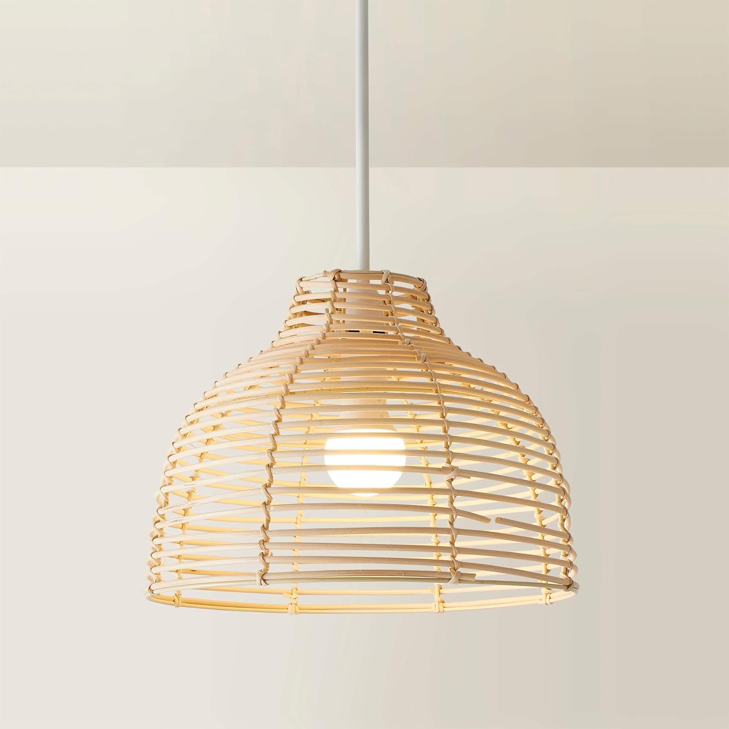 MiniSun | Modern Cream Wicker Basket Style Ceiling Light Shade | Pendant Lights, Home Décor & Improvement Essential | 31cm Shade Width