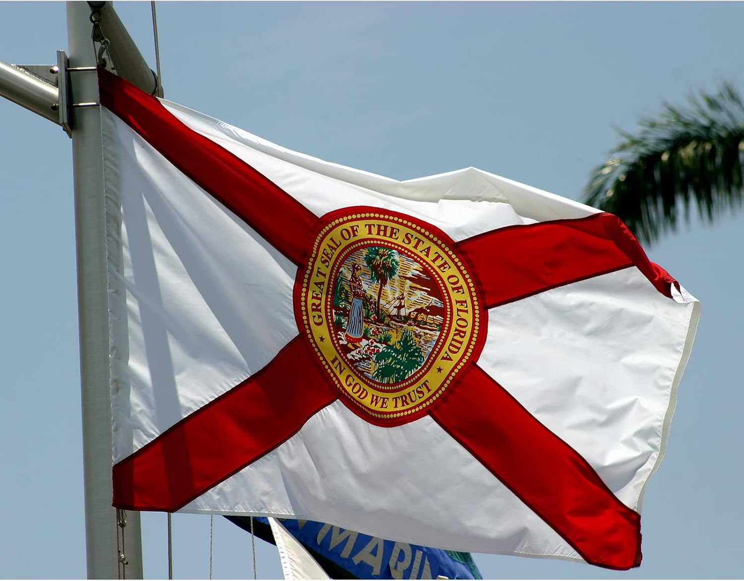 SYII Florida Flag 5x8 Ft, Embroidery State of Floride FL Sunshine Flags with 2 Brass Grommets, Heavy Duty Polyester Outdoor Banner