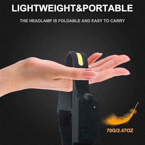 Miniatura 7 de Linterna frontal recargable, súper brillante de 230 ° de haz ancho LED con sensor de movimiento, linterna frontal con sensor de movimiento, 2 COB, 5