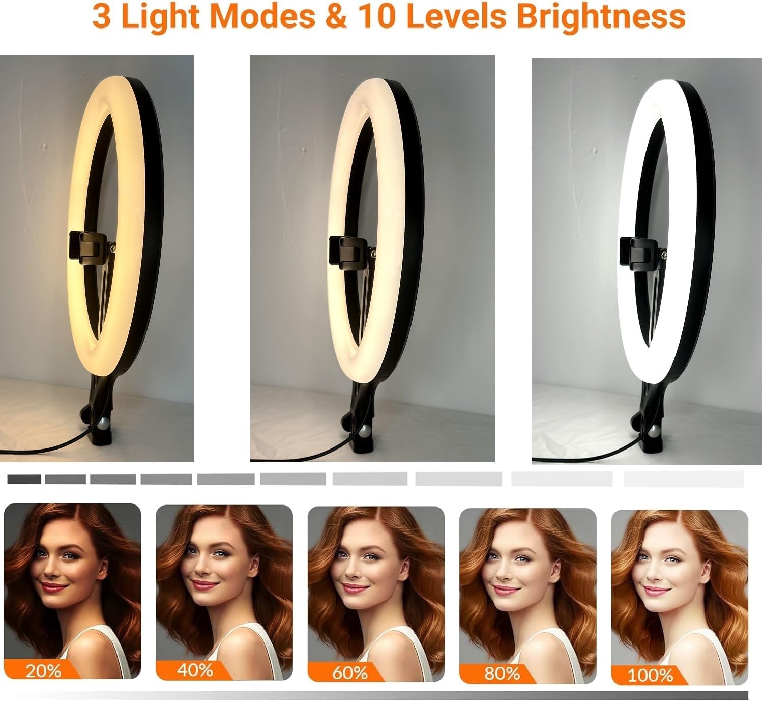 11'' Ring Light with Phone Holder and 70'' Floor Stand for iPhone Samsung for Video Recording,Photography, Streaming, Vlog, TikTok,YouTube