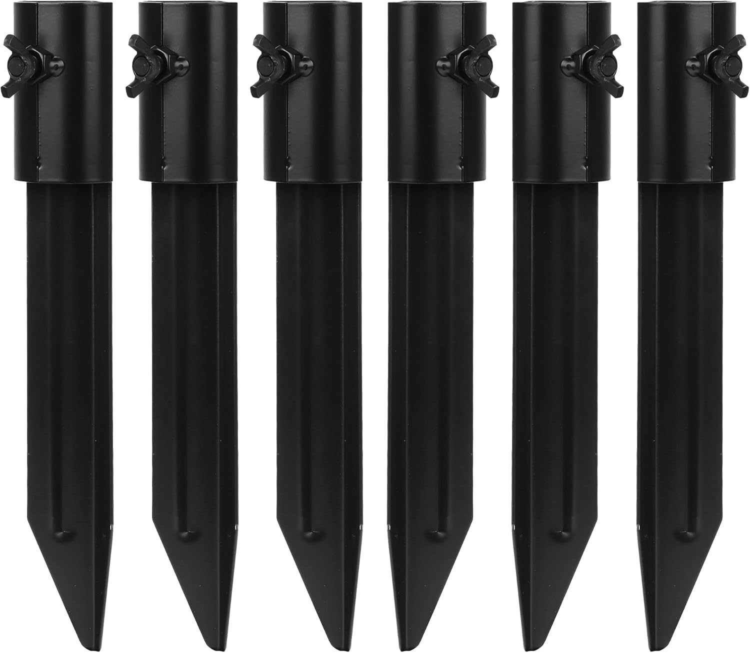 [6 Pack] Outdoor Light Stakes for Tiki Torch Stand - 10 3/4" Stakes for Outdoor Lights - Metal Ground Spike Replacement for Solar Lights & Live Flame Torches