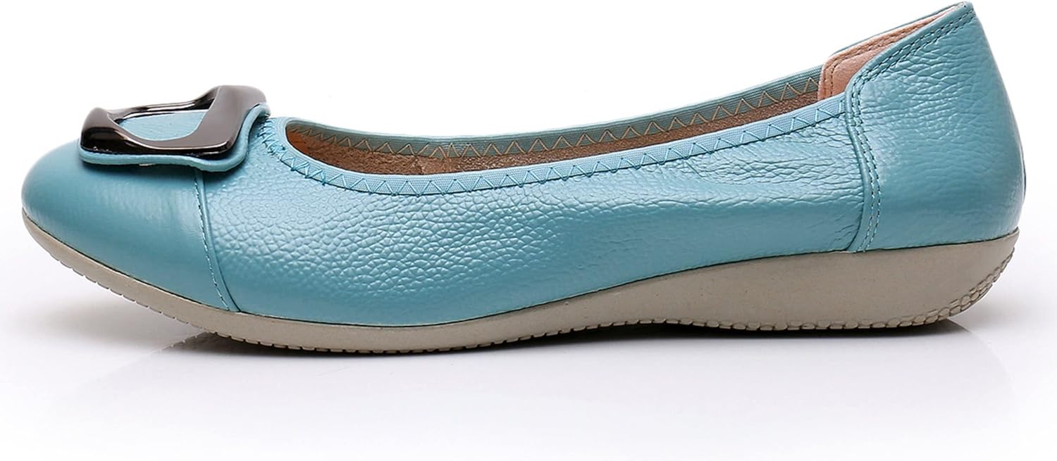 VenusCelia Women's Buckle Dance Flats Shoe 6 Aqua