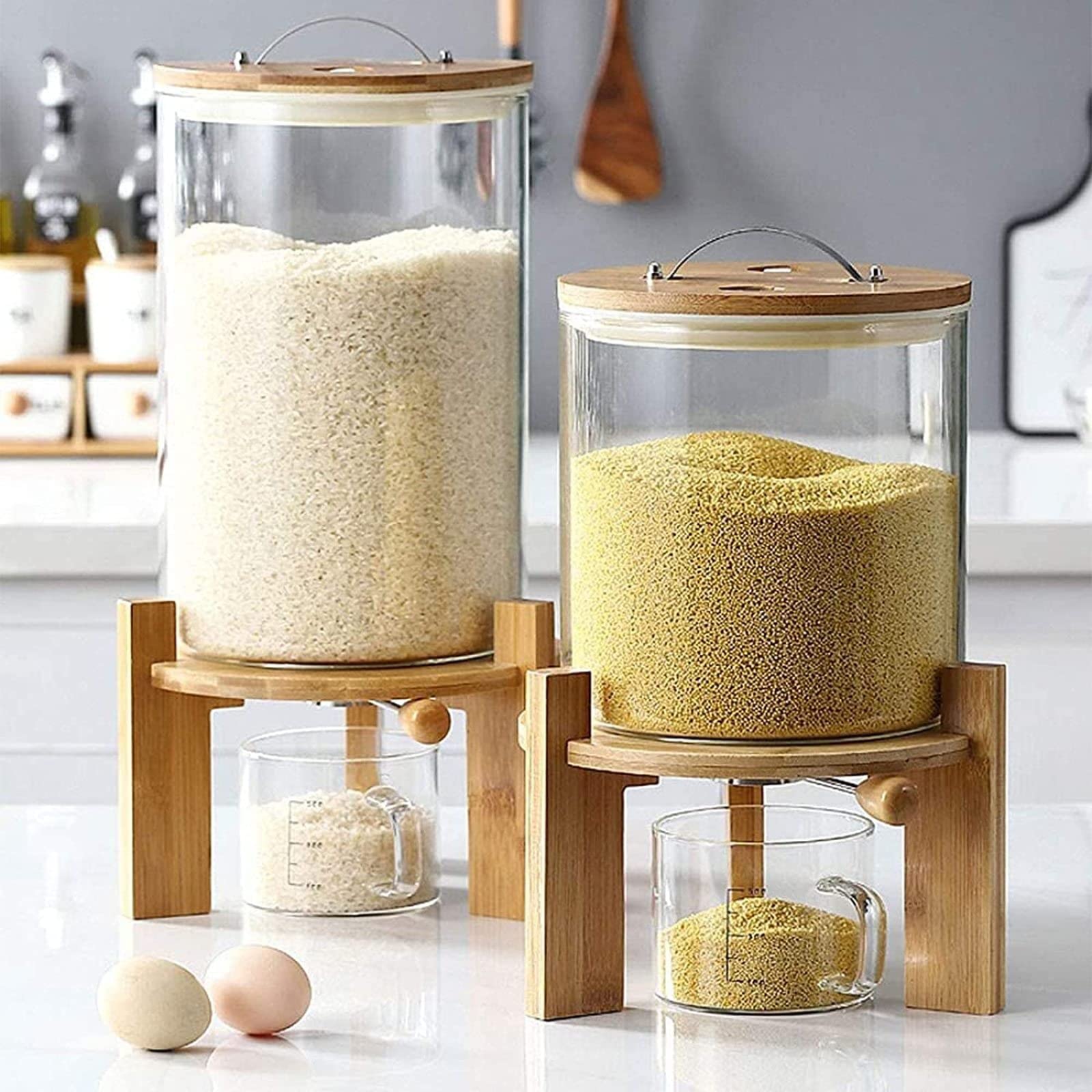 Contenedores de Almacenamiento de Alimentos de Vidrio herméticos de 7L, contenedor de Almacenamiento de Cereales de Vidrio hermético para Almacenamiento