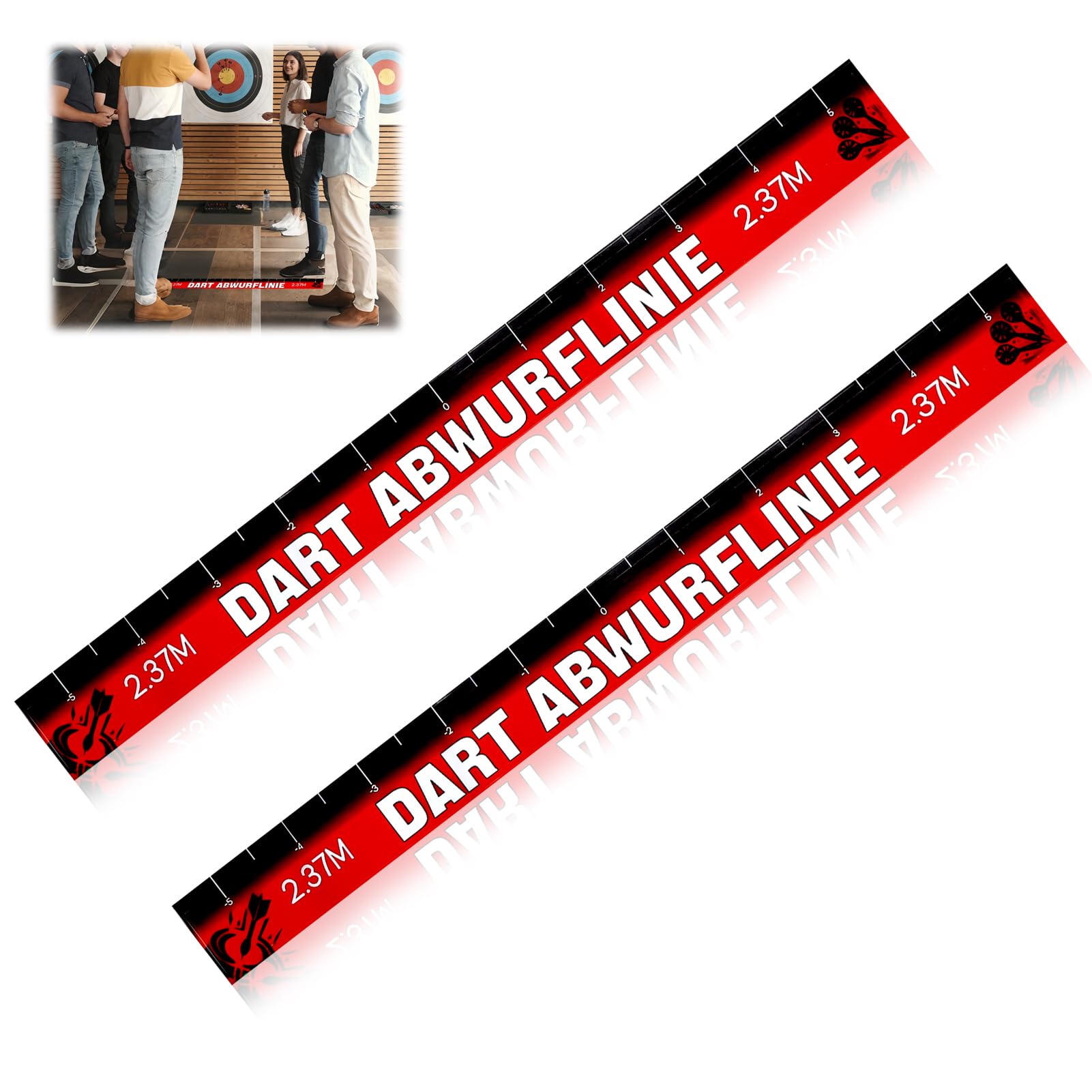 Zynqo 2 Pegatinas Autoadhesivas para Lanzar Dardos (56 x 5 cm) para el Hogar y la Sala de Juegos - Accesorios Profesionales para Dardos - 4