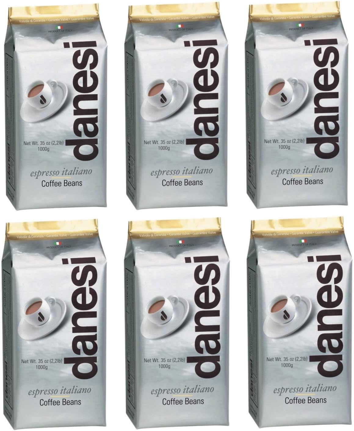 Danesi Caffe Gold Espresso Coffee Beans (6 X 2.2 Lbs Bags)