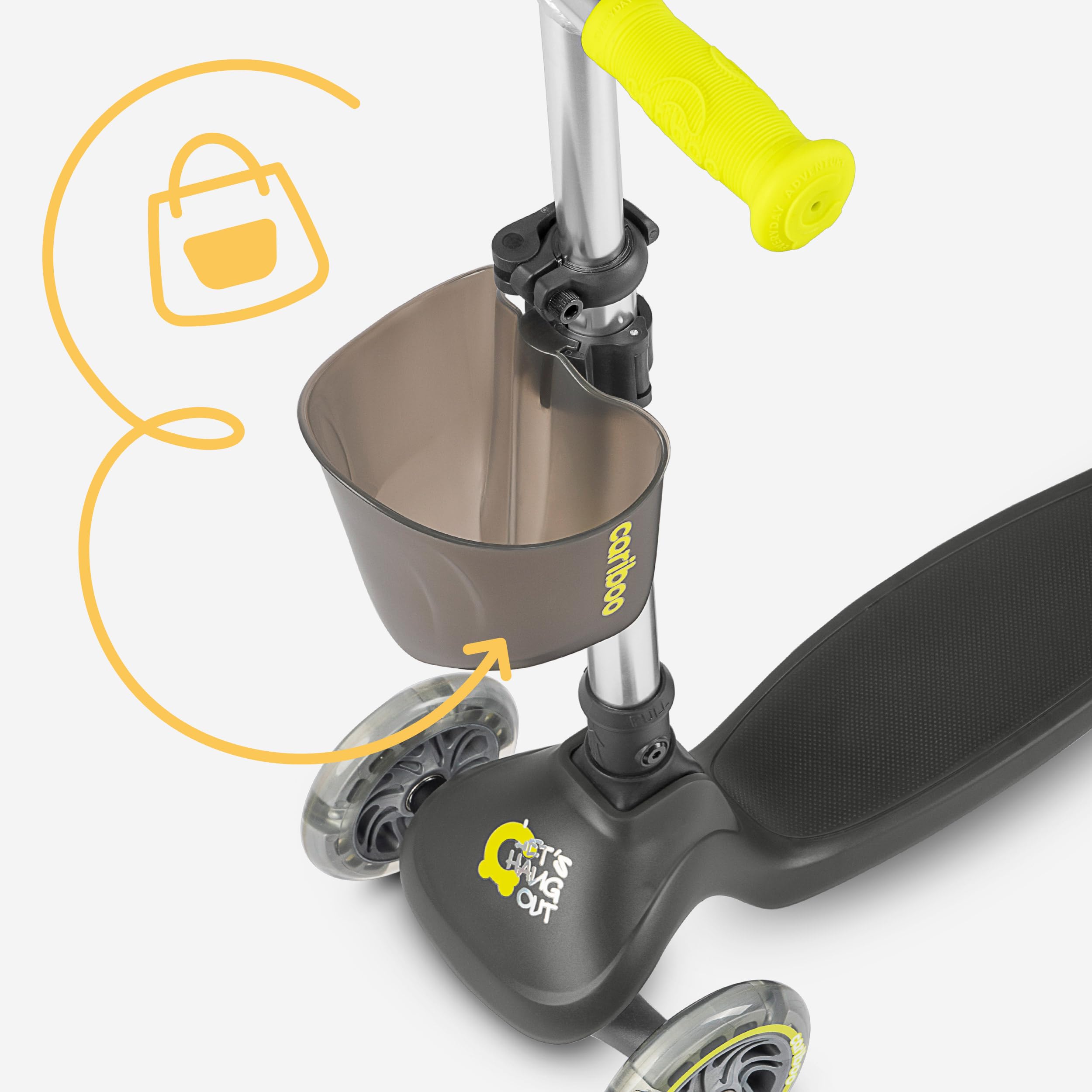 Cariboo Scooter Bilanciato Pieghevole Per Bambini – Ruote LED E Pedana Luminosa, Con Blocco Sterzo E Cestino Portaoggetti, Modello Ghost