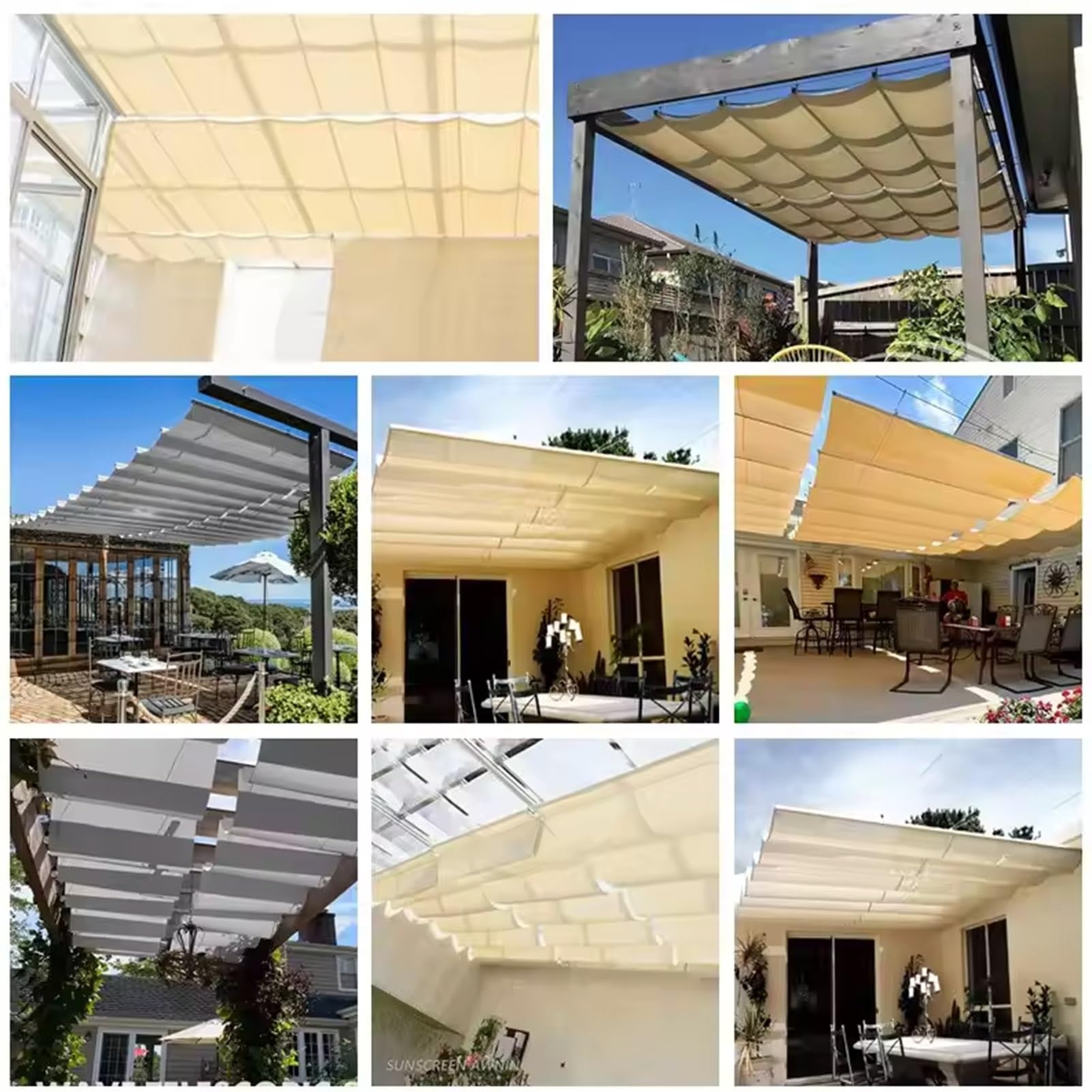 Tenda parasole retrattile impermeabile, protezione UV e antipioggia, per esterni, balcone, giardino, terrazza, pergola, veranda – bianco 2,1 x 10 m