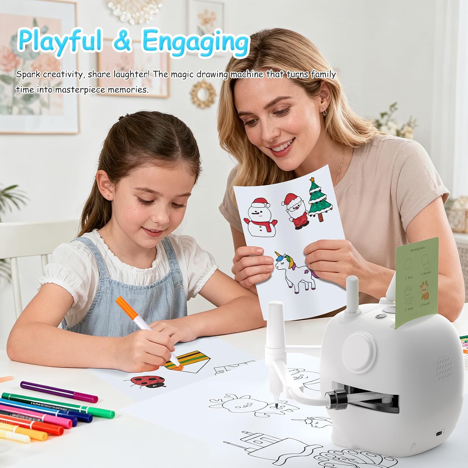 Drawing Robot for Kids: Interactive Educational Toy - Auto Drawing Machine with 192 Cards & 10 Pens - Montessori Learning Gifts for 3-8 Year Old Boys Girls - Image 2