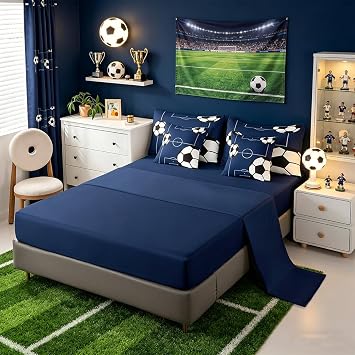 Feelyou Football Comforter Set Queen Size 7 Pcs Bedding Set Kids Boys Girls